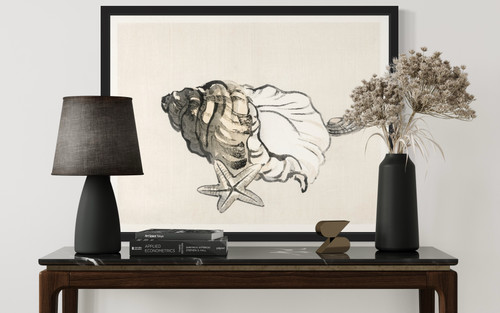 Star fish and Conch Art Print Poster