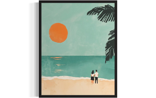 Couple at Sunset Art Print Poster
