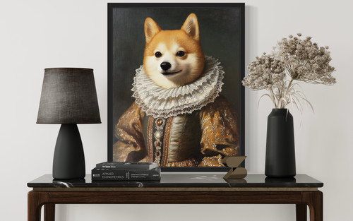 Akita Victorian Queen Art Print Poster