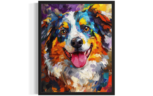 Australian Shepherd Colorful Abstract Art Print Poster