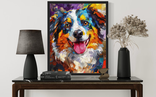 Australian Shepherd Colorful Abstract Art Print Poster
