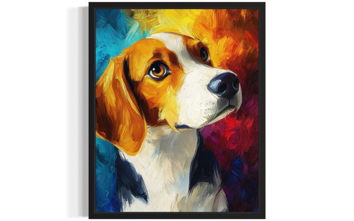 Beagle Colorful Abstract Art Print Poster