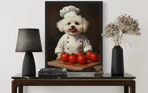 Bichon Frise Chef Kitchen Art Print Poster