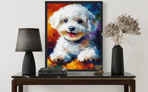 Bichon Frise Colorful Abstract Art Print Poster