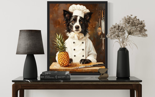 Border Collie Chef Kitchen Art Print Poster