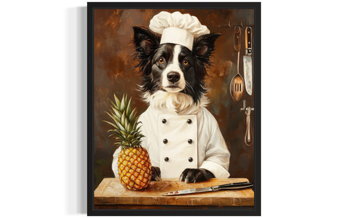 Border Collie Chef Kitchen Art Print Poster