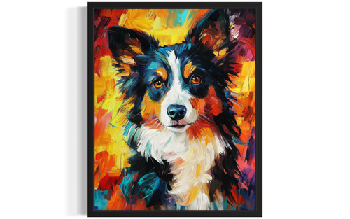 Border Collie Colorful Abstract Art Print Poster