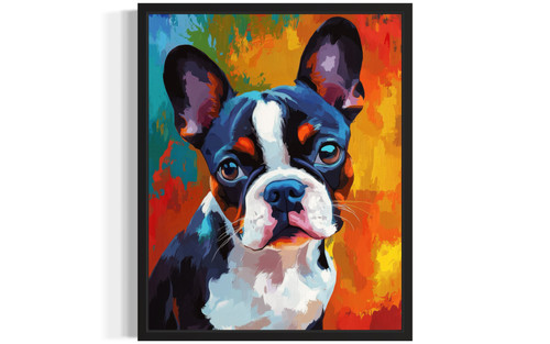 Boston Terrier Colorful Abstract Art Print Poster