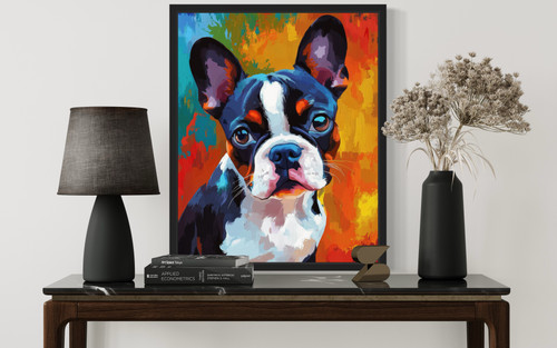 Boston Terrier Colorful Abstract Art Print Poster