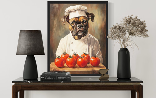 Boxer Chef Kitchen Art Print Poster