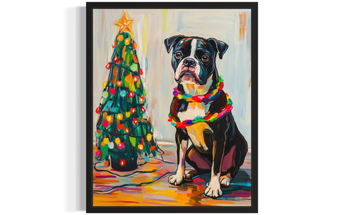 Boxer Christmas Art Print Poster