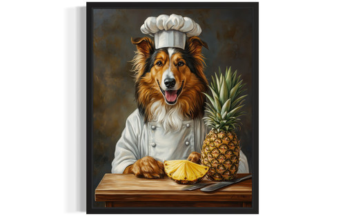 Collie Chef Kitchen Art Print Poster