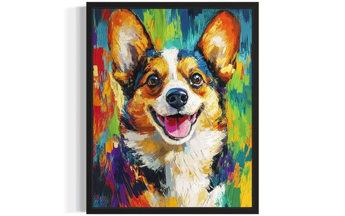 Corgi Colorful Abstract Art Print Poster