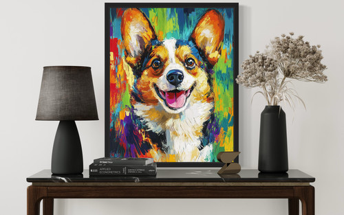 Corgi Colorful Abstract Art Print Poster