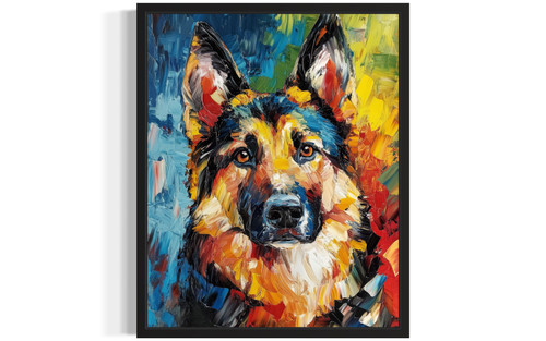 German Shepherd Colorful Abstract Art Print Poster