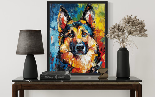 German Shepherd Colorful Abstract Art Print Poster