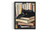 Cat lying on piles of Books wall art poster print