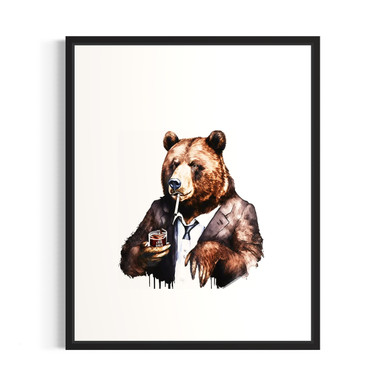 Bear Smoking Cigarettes Portrait Art Print Poster