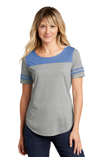Sale of Ladies Tri-Blend Wicking Fan Tee Extra Large Royal Heather/Gray