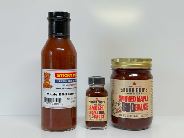 Tasty sauces to enhance your favorite BBQ foods. Regular Maple, Smoked Maple and Smoked Maple Sriracha!