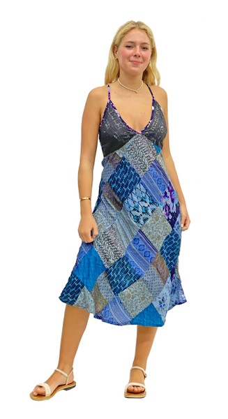 2111 Diamond Patchwork 3/4 Length Dress