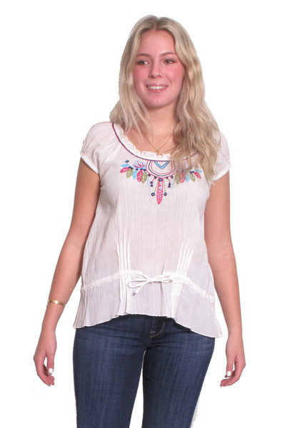 21235 Dream Catcher Cap Sleeve Blouse in Cotton Crepe