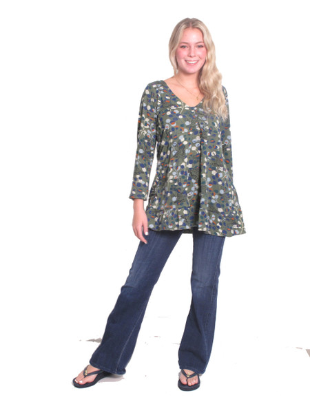 2214 Printed Blouse in Cotton Knit