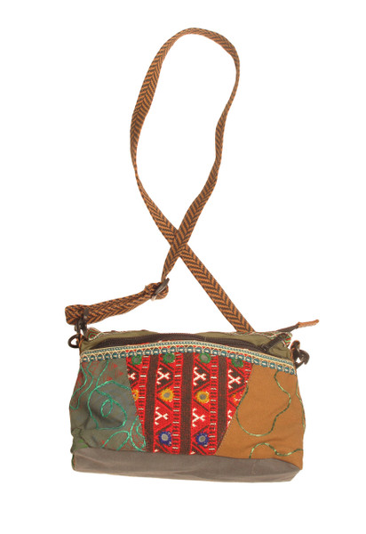 G2129 Multi Fabric 6 Compartment Handbag