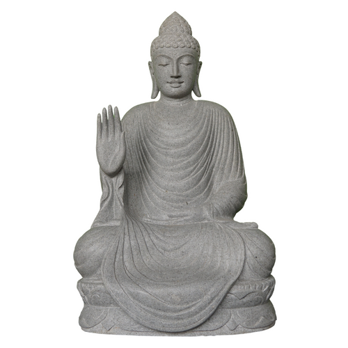 Sitzender Buddha, Flussstein, ca. 100 cm