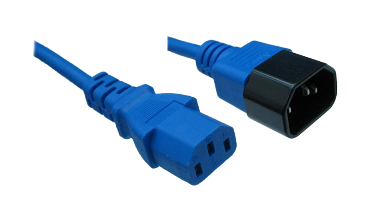 IEC C14 10A plug - IEC C13 10A socket, Blue lead