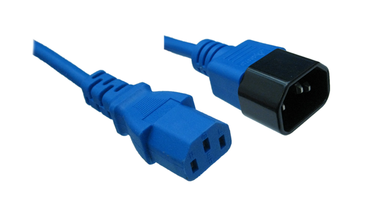 IEC C14 10A plug - IEC C13 10A socket, Blue lead