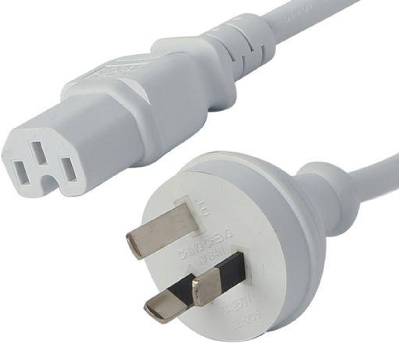 GPO 10A plug - IEC C15 '120degC' socket, White lead