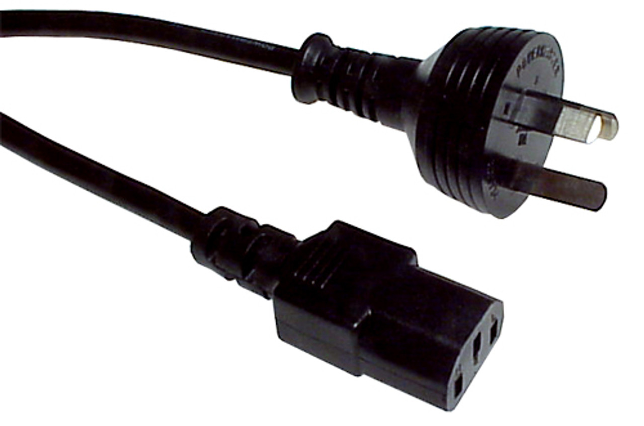 GPO 10A plug - IEC C13 10A socket, Black lead