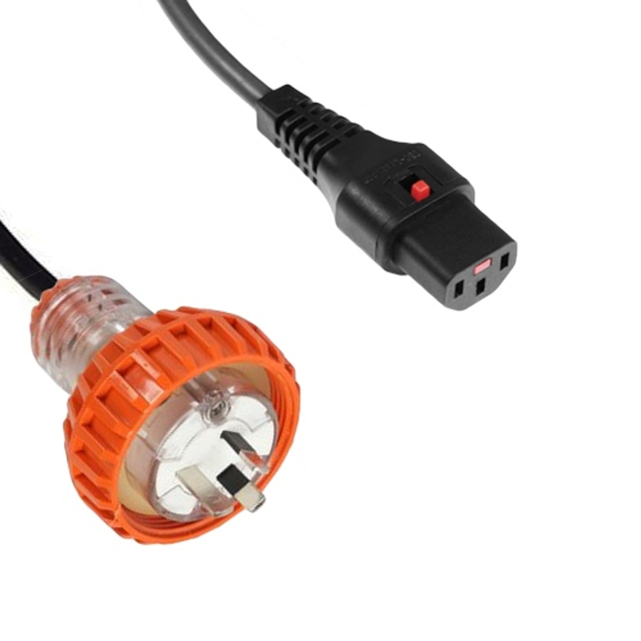 Captive (AS 3123) 10A [IP66] Flat Pin plug   >   IEC-Lock C13 10A socket