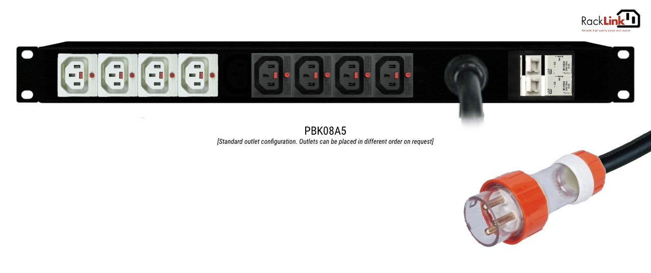 IEC-Lock PDU: Branch | 8x Outlets | IEC-Lock C13 | 19'' 1RU Horizontal | Cable 