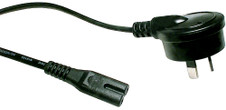 GPO 2pin 'Side Entry' plug - IEC C7 'figure 8' socket - Black