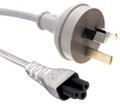 GPO 10A plug - IEC C5 'clover' socket, WHITE lead