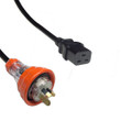 Custom Cable: Captive 15A plug - IEC (60320) C19 16A socket, Black lead