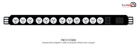PN121-F2X04 : 12x GPO 10A outlets, 0.7m Vertical Mount, 16A total rating, No Circuit Breaker, IEC C20 16A inlet