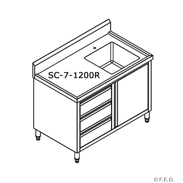 SC-7-1200R-H CABINET WITH RIGHT SINK