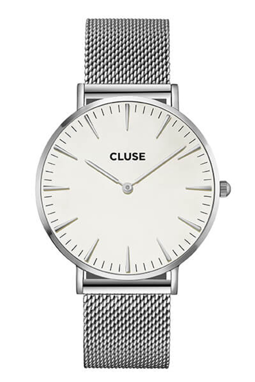 Cluse Boho Chic Mesh Silver/White Watch CW0101201002 | Bijoux ...