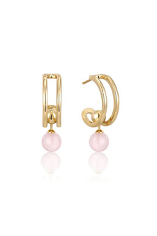 Ania Haie Gold Orb Rose Quartz Stud Mini Hoop Earrings