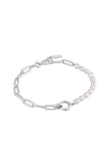 Ania Haie Silver Pearl Chunky Link Chain Bracelet