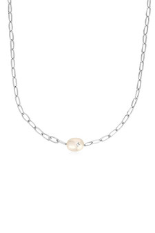Ania Haie Silver Pearl Sparkle Chunky Chain Necklace