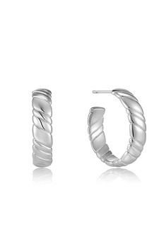 Ania Haie Silver Smooth Twist Hoop Stud Earrings