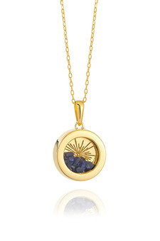 Rachel Jackson Small Deco Sun Amulet Birthstone Necklace Blue Sapphire AMSU16GPSA