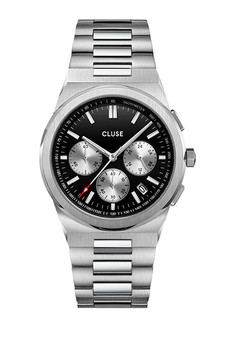 Cluse Vigoureux Chronograph Mens Black Silver / Silver Link CW20806