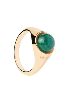 PDPAOLA Green Aventurine Moon Ring AN01-B19