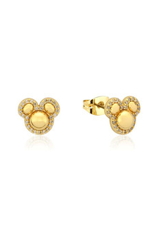 Precious Metal Mickey Mouse CZ Halo Stud Earrings 