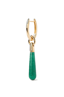 PDPAOLA Large Jupiter Green Aventurine Single Hoop Earring